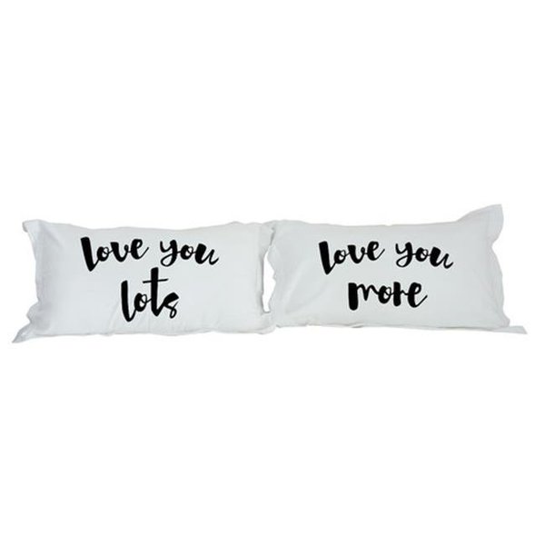 One Bella Casa One Bella Casa 74005CSE Love You Lots Pillow Case - Black; Set of 2 74005CSE